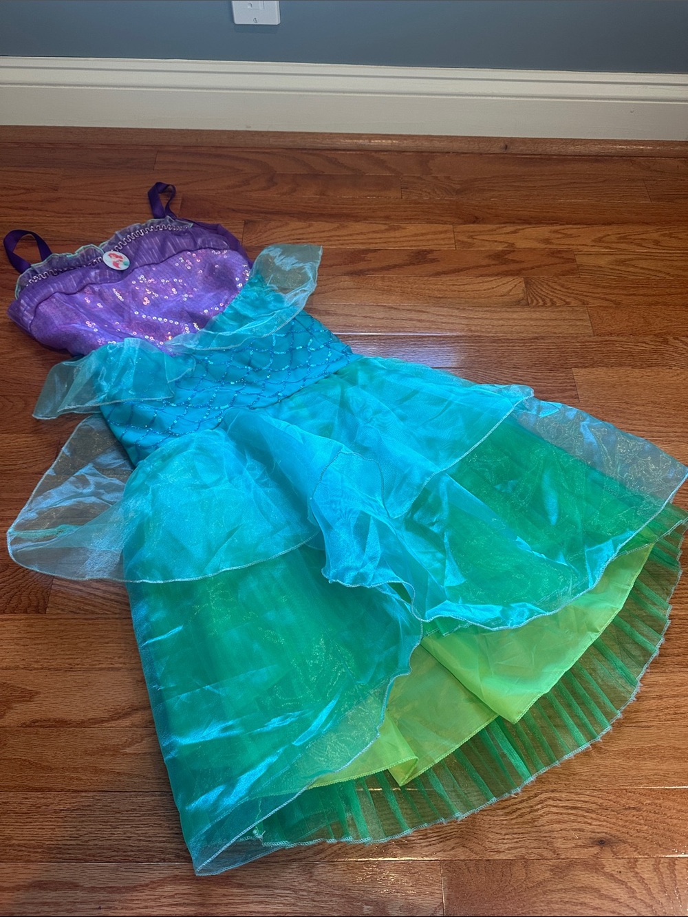 Girls Ariel Purple and Aqua Mermaid Costume Dress with Shimmer